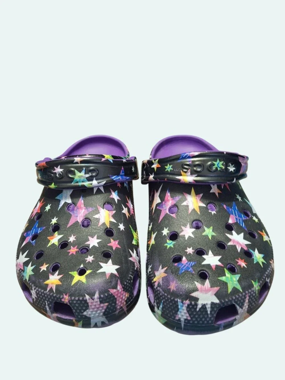 Crocs Classic Clog Starry Celestial Purple Black Iridescent Stars Slip On *SH1